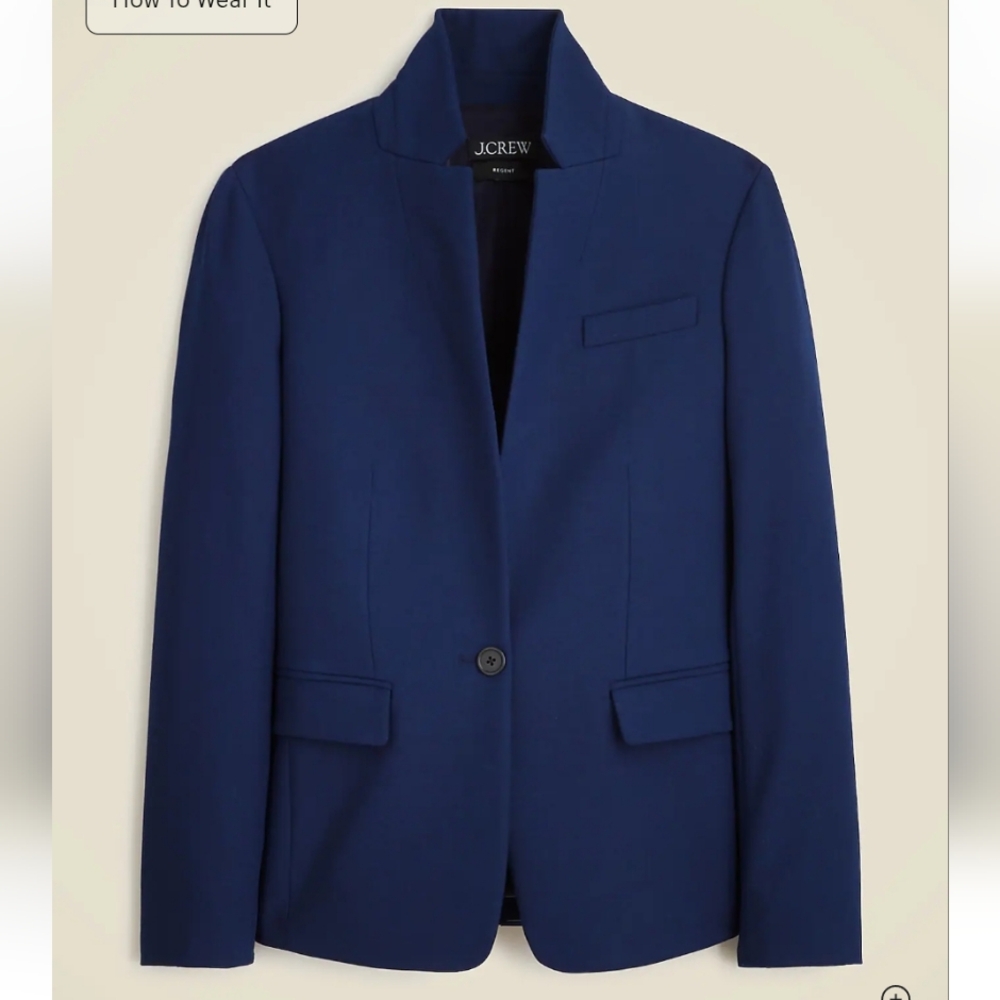 J Crew Standing collar blazer in wool-blend flannel Size 6 NWT Navy CN789